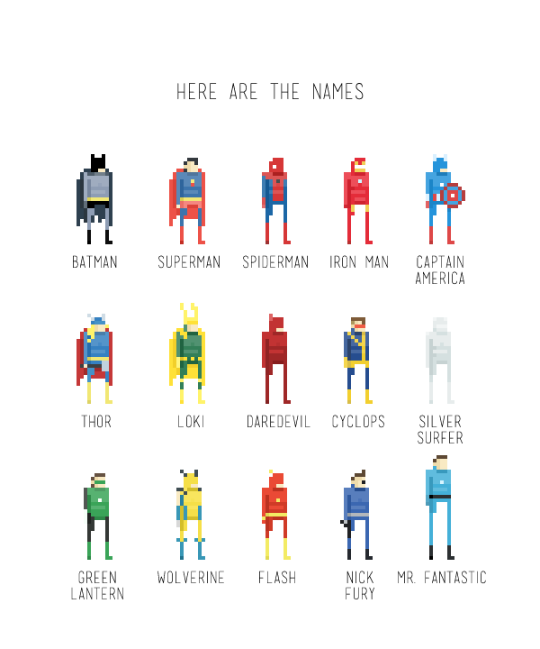 Super Cool Pixel Art Super Heroes